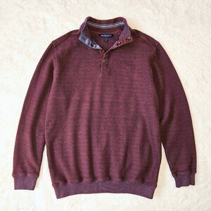 Hathaway Men's Mock Neck Sweater Pullower Casual Long Sleeve Burgundy Size M